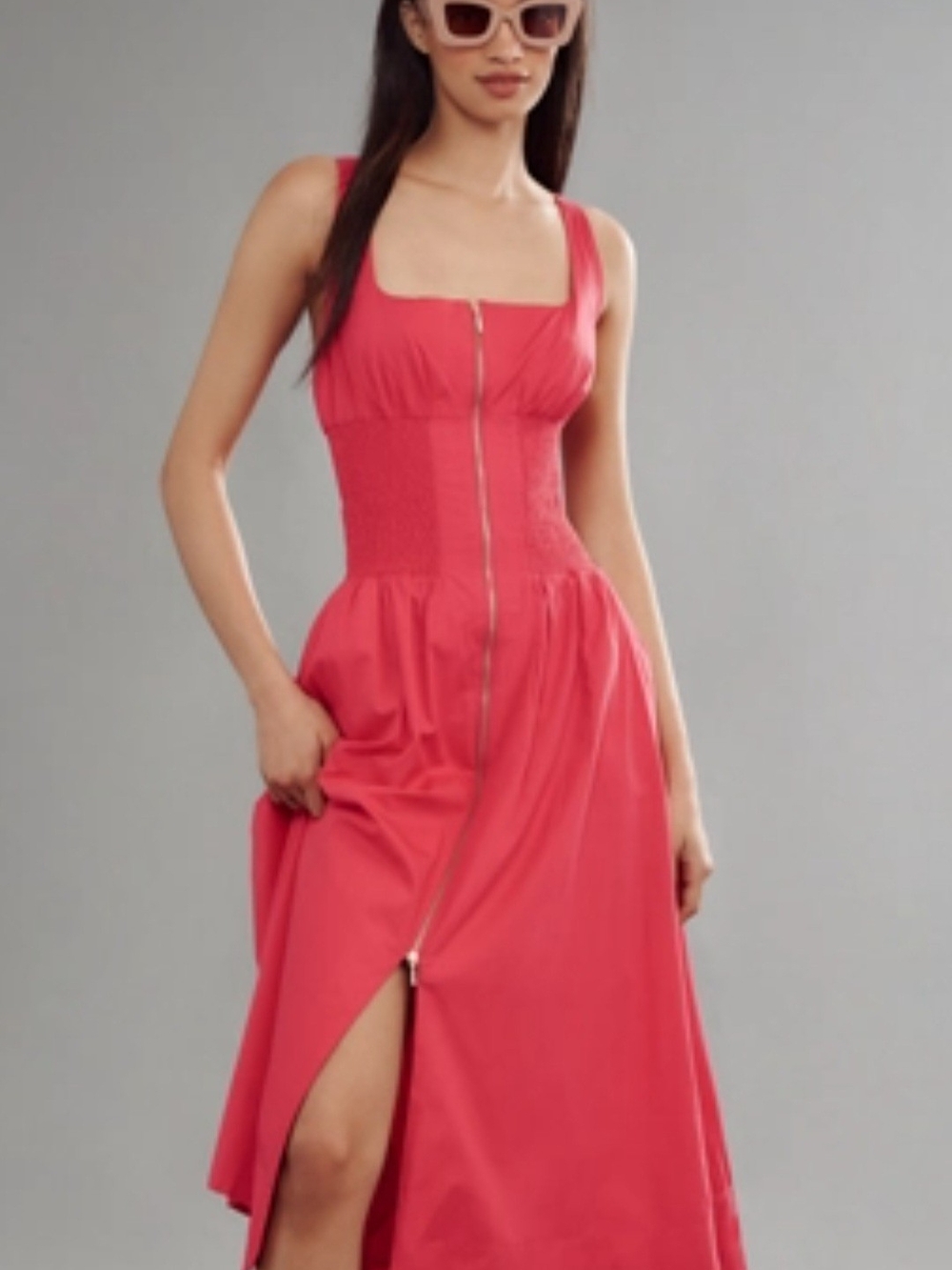 Anthropologie Tommie Pink Zip-Front Midi Dress